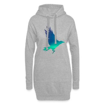 Crow dans les aurores boréales - Sweat-shirt à capuche long Femme - gris chiné - Devant
