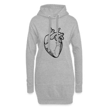 Herz - Hoodie-Kleid - Grau meliert - Vorne