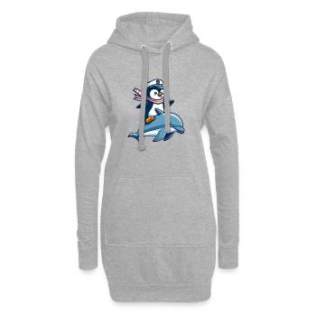 Pingouin à voile chevauchant un dauphin - Sweat-shirt à capuche long Femme - gris chiné - Devant