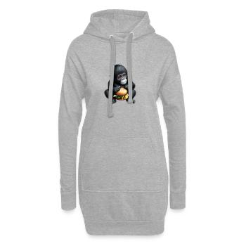 Gorilla aime les cheeseburgers - Sweat-shirt à capuche long Femme - gris chiné - Devant