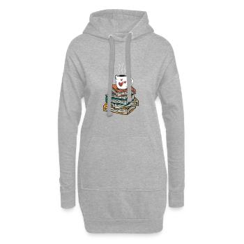 Amateurs de livres de thé pour femmes - Sweat-shirt à capuche long Femme - gris chiné - Devant