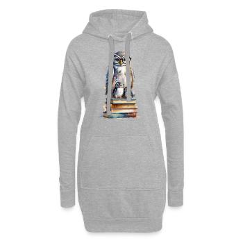 Gelehrte Eule - Aquarell - Hoodie-Kleid - Grau meliert - Vorne