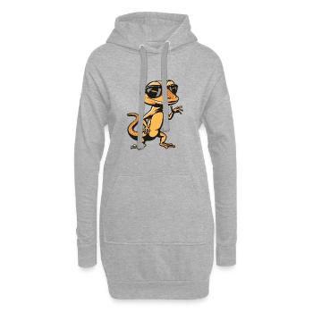 Lizard Cool Comic - Hoodie Dress - heather grey - Front