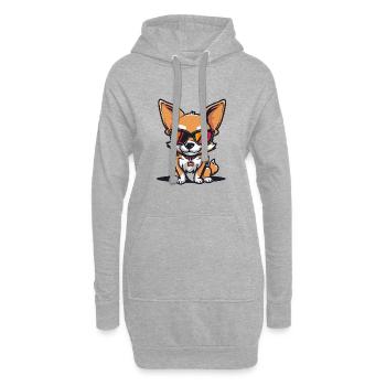 Chihuahua Chiens Bande dessinée cool - Sweat-shirt à capuche long Femme - gris chiné - Devant