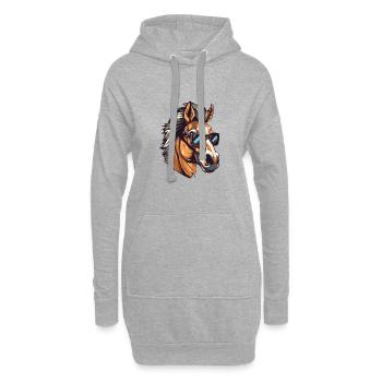 Pferd Hipster Cool Party - Hoodie-Kleid - Grau meliert - Vorne