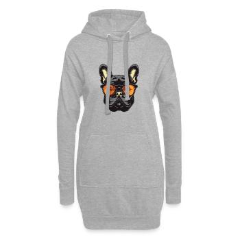Französische Bulldogge Hund Kopf - Hoodie-Kleid - Grau meliert - Vorne