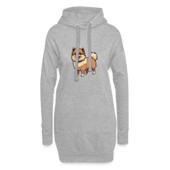 Chien de Poméranie - Sweat-shirt à capuche long Femme - gris chiné - Devant