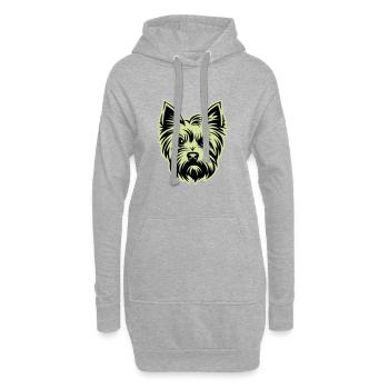 Yorkshire Terrier Hund Kopf - Hoodie-Kleid - Grau meliert - Vorne