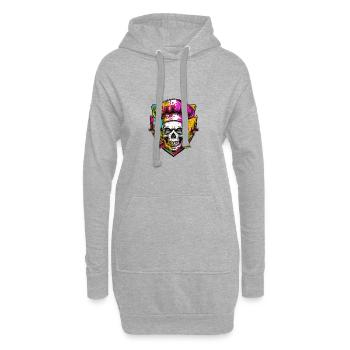 Crâne Squelette Chef - Sweat-shirt à capuche long Femme - gris chiné - Devant