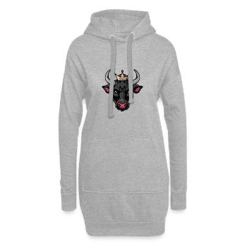 Bulle Porträt Tier Taurus Kopf Krone - Hoodie-Kleid - Grau meliert - Vorne
