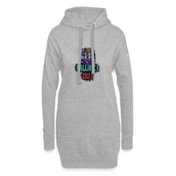Majorque 2024 Vacances Loup - Sweat-shirt à capuche long Femme - gris chiné - Devant