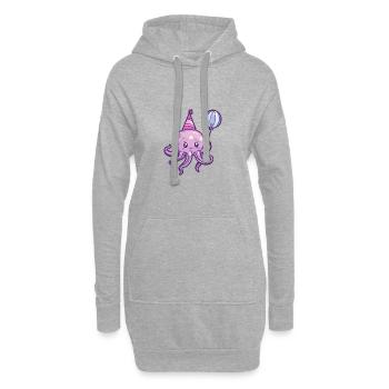 Oktopus Geburtstag Baby - Hoodie-Kleid - Grau meliert - Vorne