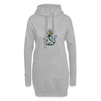 Hippocampe Halloween Bande dessinée drôle - Sweat-shirt à capuche long Femme - gris chiné - Devant