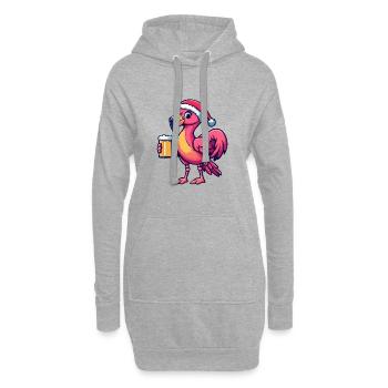 Flamingo Bier Xmas Weihnachten - Hoodie-Kleid - Grau meliert - Vorne