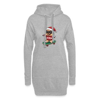 Zwergspitz Hund Weihnachten Skateboard Pomeranian - Hoodie-Kleid - Grau meliert - Vorne