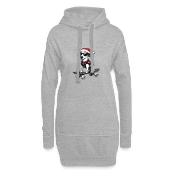 Whippet Hund Weihnachten Skateboard - Hoodie-Kleid - Grau meliert - Vorne