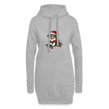 Australian Shepherd Hund Weihnachten Skateboard - Hoodie-Kleid - Grau meliert - Vorne