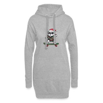 Dogue Argentino Chien Noël Skateboard - Sweat-shirt à capuche long Femme - gris chiné - Devant