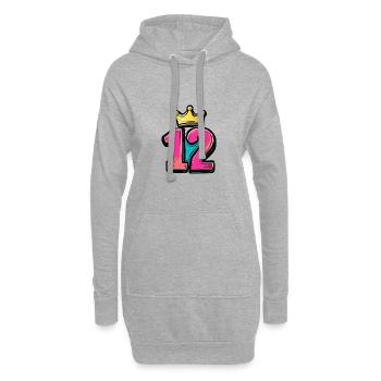 12 Zahl Krone - Hoodie-Kleid - Grau meliert - Vorne