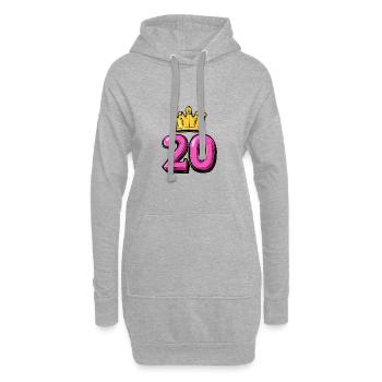 20 Zahl Krone - Hoodie-Kleid - Grau meliert - Vorne