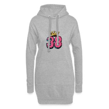38 Nombre Couronne - Sweat-shirt à capuche long Femme - gris chiné - Devant