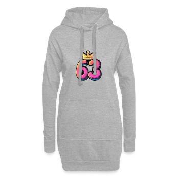 63 Zahl Krone - Hoodie-Kleid - Grau meliert - Vorne