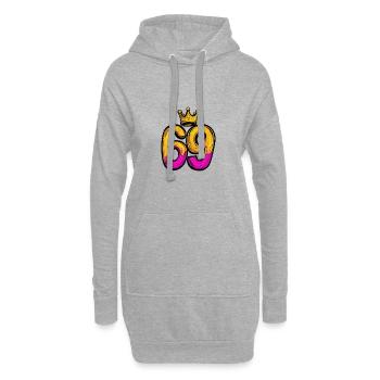 69 Zahl Krone - Hoodie-Kleid - Grau meliert - Vorne
