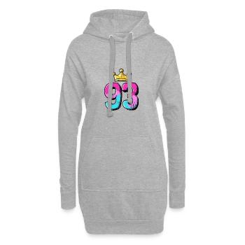 93 Nombre Couronne - Sweat-shirt à capuche long Femme - gris chiné - Devant