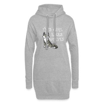 Girl Likes Wolves Funny Saying Wolf Wildlife - Hoodie Dress - heather grey - Front