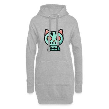 Katze Halloween Lustig - Hoodie-Kleid - Grau meliert - Vorne