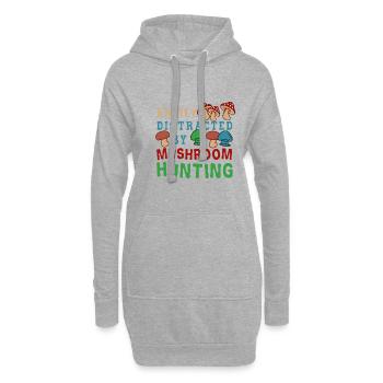 Abgelenkt durch Pilze wachsen Shiitake-Pilze - Hoodie-Kleid - Grau meliert - Vorne