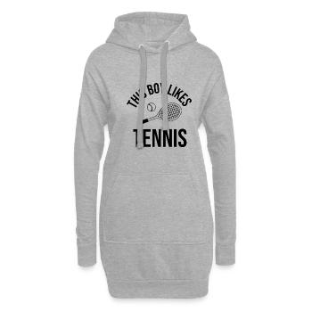 Junge mag Tennisball, Sportplatz, Hobby - Hoodie-Kleid - Grau meliert - Vorne