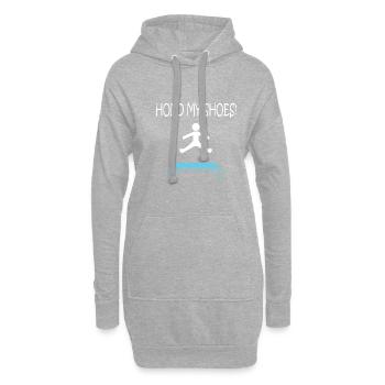 Ironie du dicton « Tenez mes chaussures Hobby - Sweat-shirt à capuche long Femme - gris chiné - Devant