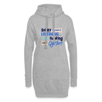Penser aux huîtres Ironic Quote Seafood - Sweat-shirt à capuche long Femme - gris chiné - Devant