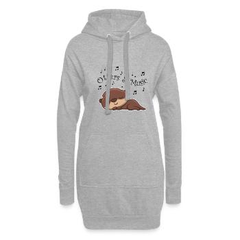 Loutres et notes de musique Clef de musicien Cute - Sweat-shirt à capuche long Femme - gris chiné - Devant