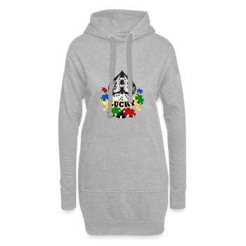 Poker Pokern Poker Chips Karten Geld Casino Glück - Hoodie-Kleid - Grau meliert - Vorne