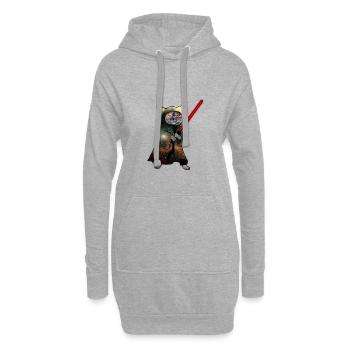 Cat Warrior | Lustiges Katzenshirt - Hoodie-Kleid - Grau meliert - Vorne