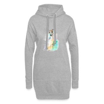 Kunstvoll gemalter Galgo Espanol Hund - Geschenk - Hoodie-Kleid - Grau meliert - Vorne