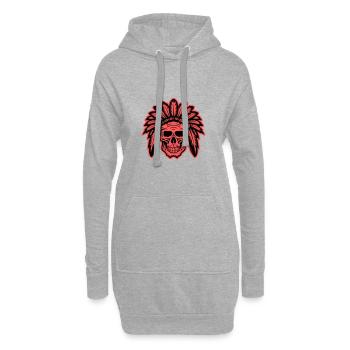Crâne de chef indien Apache - Sweat-shirt à capuche long Femme - gris chiné - Devant