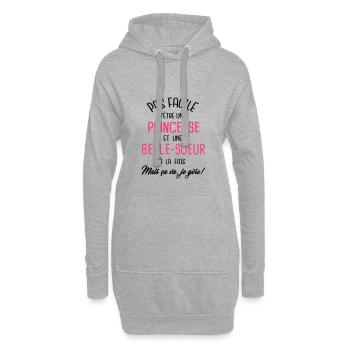 Pas facile d'être princesse et belle soeur - Sweat-shirt à capuche long Femme - gris chiné - Devant