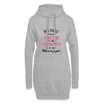 Pas facile d'être princesse et gymnaste - Sweat-shirt à capuche long Femme - gris chiné - Devant