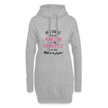 Pas facile d'être princesse et rebelle - Sweat-shirt à capuche long Femme - gris chiné - Devant