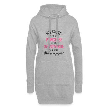 Pas facile d'être princesse et Savoyarde - Sweat-shirt à capuche long Femme - gris chiné - Devant