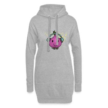 Onion Food Chef Musician Kopfhörer Musiknoten - Hoodie-Kleid - Grau meliert - Vorne