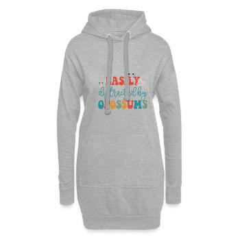 Distrait par les opossums, la faune, la nature - Sweat-shirt à capuche long Femme - gris chiné - Devant