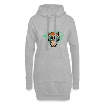 Süße Eule, Cartoon, Wildtiere, Tier, Wald, Natur - Hoodie-Kleid - Grau meliert - Vorne