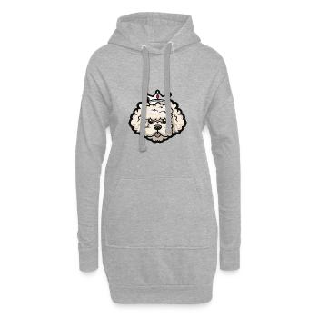 Caniche Chien Couronne - Sweat-shirt à capuche long Femme - gris chiné - Devant