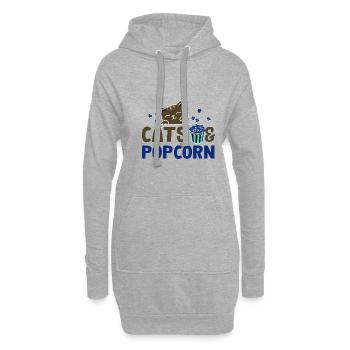 Films de pop-corn et chats ironiques - Sweat-shirt à capuche long Femme - gris chiné - Devant
