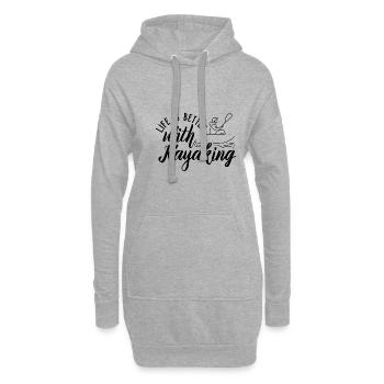 La vie avec le kayak, le canoë et les eaux vives - Sweat-shirt à capuche long Femme - gris chiné - Devant