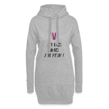 J'y vais mais j'ai peur ! Les Bronzés font du ski - Sweat-shirt à capuche long Femme - gris chiné - Devant
